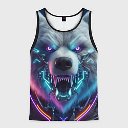 Майка-безрукавка мужская Cyber bear - neon glow, цвет: 3D-черный