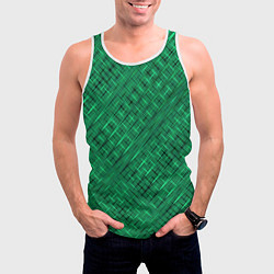 Майка-безрукавка мужская Насыщенный зелёный текстурированный, цвет: 3D-белый — фото 2
