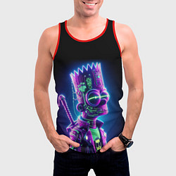 Майка-безрукавка мужская Bart Simpson cyber ninja - neon glow, цвет: 3D-красный — фото 2