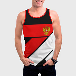 Майка-безрукавка мужская Россия герб спорт текстура, цвет: 3D-красный — фото 2