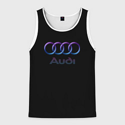 Майка-безрукавка мужская Audi neon logo, цвет: 3D-белый