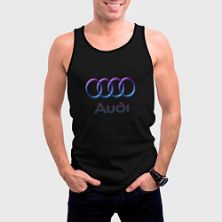 Майка-безрукавка мужская Audi neon logo, цвет: 3D-черный — фото 2