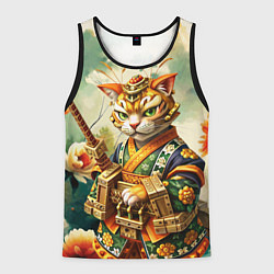 Мужская майка без рукавов Кот в кимоно в японском стиле
