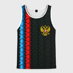 Майка-безрукавка мужская Россия спорт герб, цвет: 3D-белый