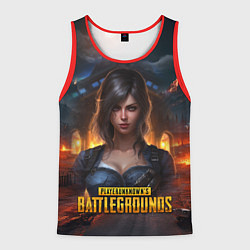 Мужская майка без рукавов Женский PUBG девушка в огне