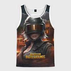 Мужская майка без рукавов PUBG девушка в шлеме