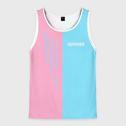 Майка-безрукавка мужская Summer-pink and blue, цвет: 3D-белый