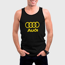 Майка-безрукавка мужская Audi logo yellow, цвет: 3D-черный — фото 2