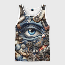Мужская майка без рукавов Стимпанк композиция с глазом - нейросеть