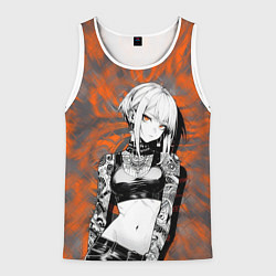 Мужская майка без рукавов Татуированная девушка на оранжевом фоне