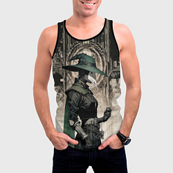 Майка-безрукавка мужская Девушка чумной доктор, цвет: 3D-черный — фото 2