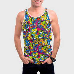 Майка-безрукавка мужская Сумасшедшие креативные коты, цвет: 3D-белый — фото 2