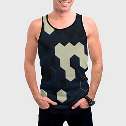 Майка-безрукавка мужская Соты абстракция, цвет: 3D-черный — фото 2