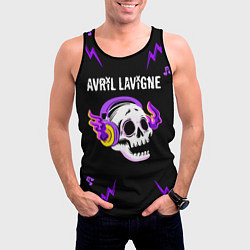 Майка-безрукавка мужская Avril Lavigne неоновый череп, цвет: 3D-черный — фото 2