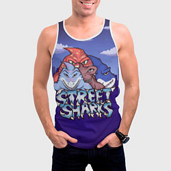 Майка-безрукавка мужская Street sharks - Городские Уличные Акулы, цвет: 3D-белый — фото 2