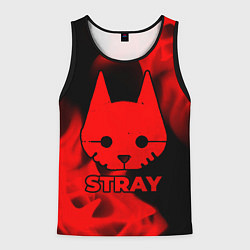 Майка-безрукавка мужская Stray - red gradient, цвет: 3D-черный
