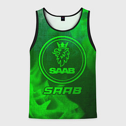 Майка-безрукавка мужская Saab - green gradient, цвет: 3D-черный