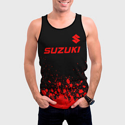 Майка-безрукавка мужская Suzuki - red gradient посередине, цвет: 3D-черный — фото 2
