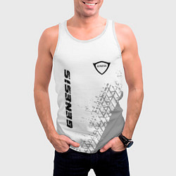 Майка-безрукавка мужская Genesis speed на светлом фоне со следами шин верти, цвет: 3D-белый — фото 2