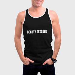 Майка-безрукавка мужская Beauty rescuer спасатель красоты, цвет: 3D-белый — фото 2
