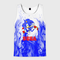 Майка-безрукавка мужская Sonic flame blue, цвет: 3D-белый