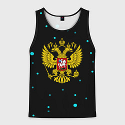 Мужская майка без рукавов Герб РФ голубые краски