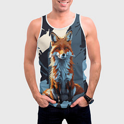 Майка-безрукавка мужская Лиса на ночном фоне, цвет: 3D-белый — фото 2