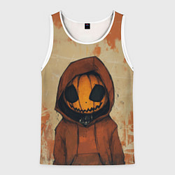 Мужская майка без рукавов Тыквенный Джек в оранжевых тонах