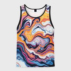 Майка-безрукавка мужская Жидкие разноцветные краски, цвет: 3D-черный
