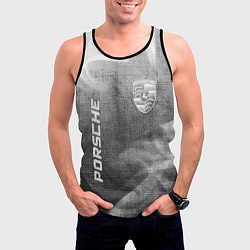 Майка-безрукавка мужская Porsche - grey gradient вертикально, цвет: 3D-черный — фото 2