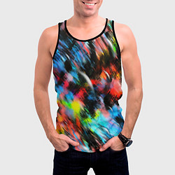 Майка-безрукавка мужская Цветные краски абстракция, цвет: 3D-черный — фото 2