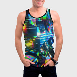 Майка-безрукавка мужская Глитч эффект на стекле, цвет: 3D-черный — фото 2