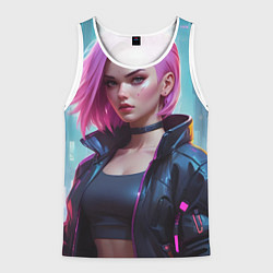 Мужская майка без рукавов Cyberpunk 2077 a girl