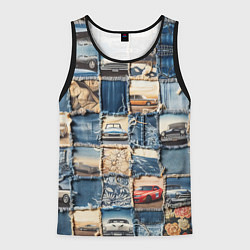 Мужская майка без рукавов Пэчворк с автомобилями