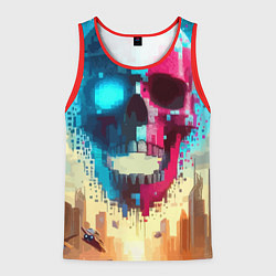 Майка-безрукавка мужская Cool vanguard neon cyber skull - ai art, цвет: 3D-красный