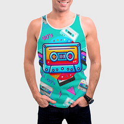 Майка-безрукавка мужская Кассеты и надпись 90s, цвет: 3D-белый — фото 2