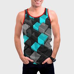 Майка-безрукавка мужская Абстрактные кубы, цвет: 3D-красный — фото 2