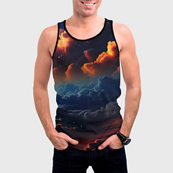 Майка-безрукавка мужская Разноцветные акварельные облака, цвет: 3D-черный — фото 2