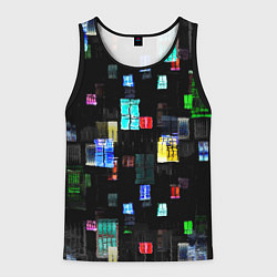 Майка-безрукавка мужская Окна ночного города, цвет: 3D-черный