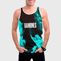 Майка-безрукавка мужская Ramones fire rose, цвет: 3D-белый — фото 2