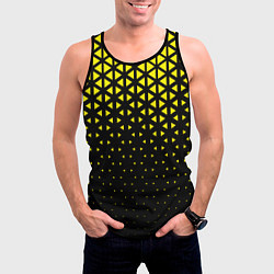 Майка-безрукавка мужская Геометрический градиент - чёрно-жёлтый, цвет: 3D-черный — фото 2