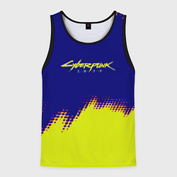 Мужская майка без рукавов Cyberpunk 2077 краски жёлтые