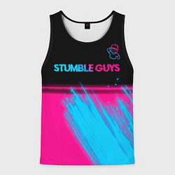 Майка-безрукавка мужская Stumble Guys - neon gradient посередине, цвет: 3D-черный