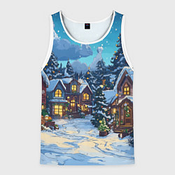 Мужская майка без рукавов Город перед новым годом