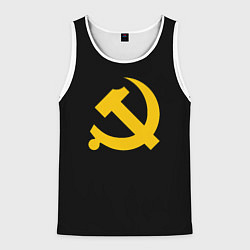 Мужская майка без рукавов СССР серп и молот оранжевый