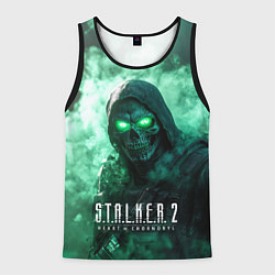 Мужская майка без рукавов Stalker 2 череп с зелеными глазами