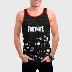 Майка-безрукавка мужская Fortnite pattern black, цвет: 3D-красный — фото 2