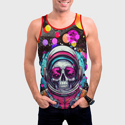 Майка-безрукавка мужская Космонавт скелет в космосе, цвет: 3D-красный — фото 2