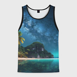 Майка-безрукавка мужская Island beach, цвет: 3D-черный