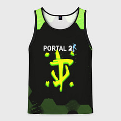 Мужская майка без рукавов Doom x portal 2 зелёные соты